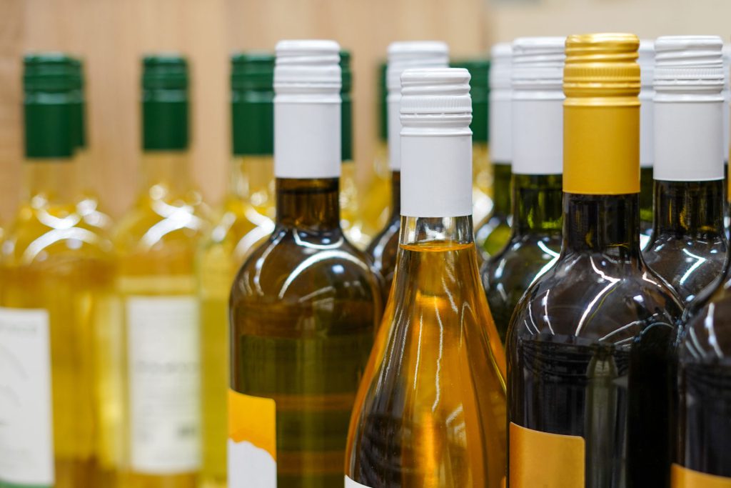 assortment of various wine bottles in the grocery