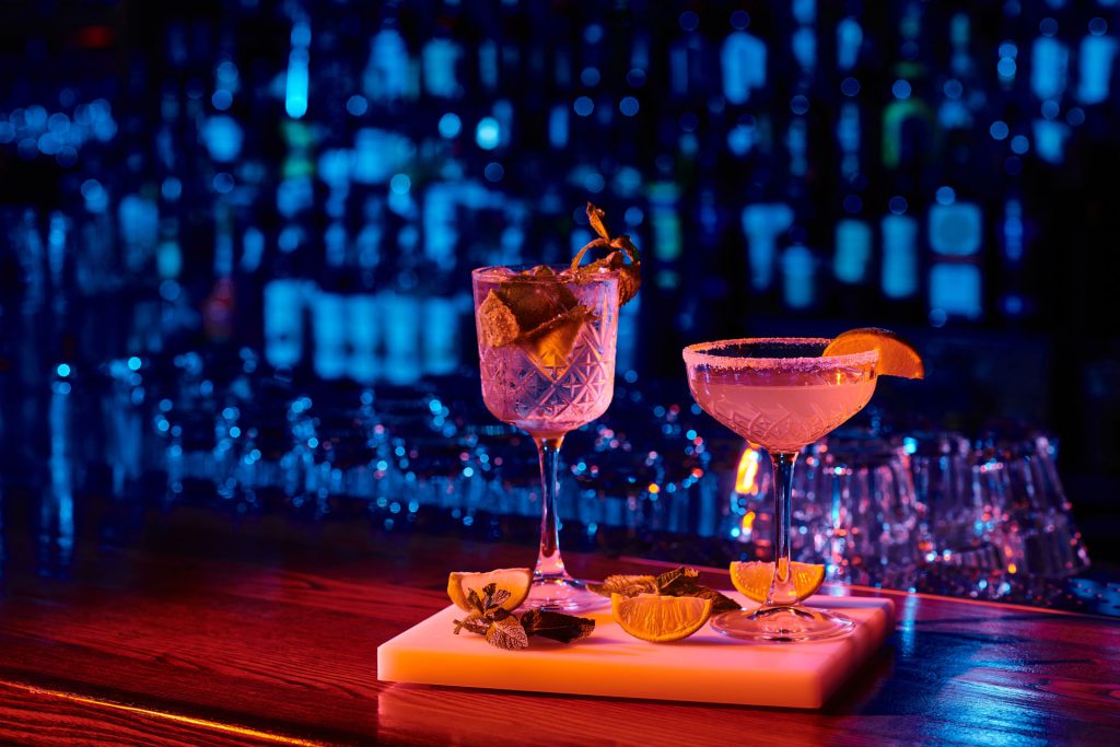 sophisticated glass of delicious cocktails with ga